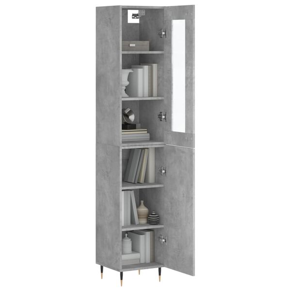 vidaXL Buffet haut Gris b&eacute;ton 34,5x34x180 cm Bois d'ing&eacute;nierie