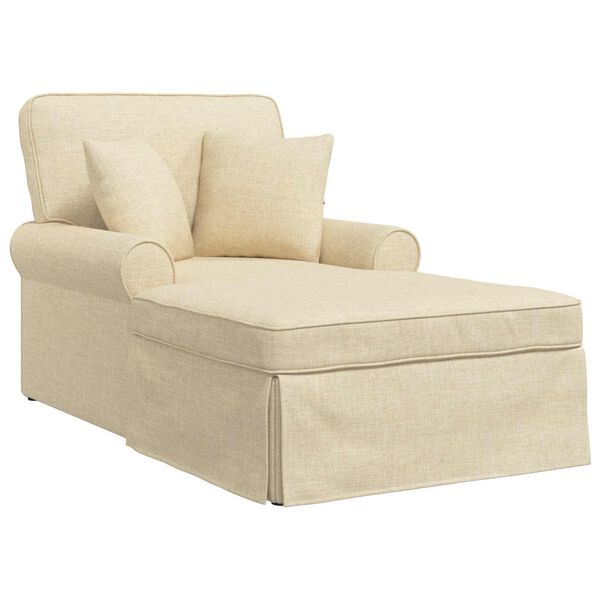 vidaXL Chaise lounge avec jupe Cr&egrave;me 91 x 157 x 91 cm tissu