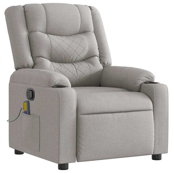 vidaXL Fauteuil de massage inclinable gris nuage tissu