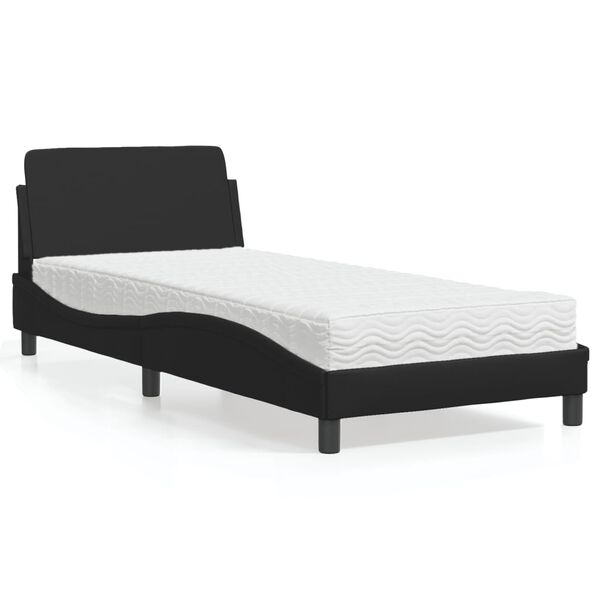 vidaXL Lit avec matelas Dover noir 90x190 cm similicuir