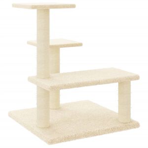 vidaXL Arbre &agrave; chat avec griffoirs en sisal cr&egrave;me 61 cm