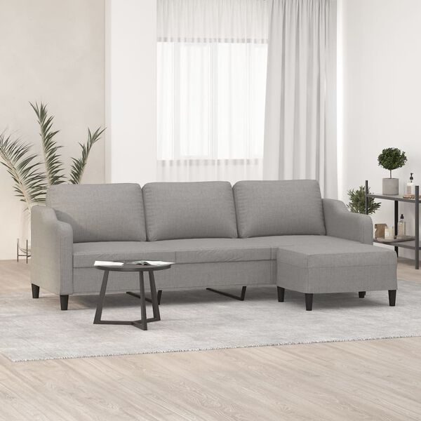 vidaXL Canap&eacute; &agrave; 3 places avec repose-pieds Gris clair 210 cm Tissu
