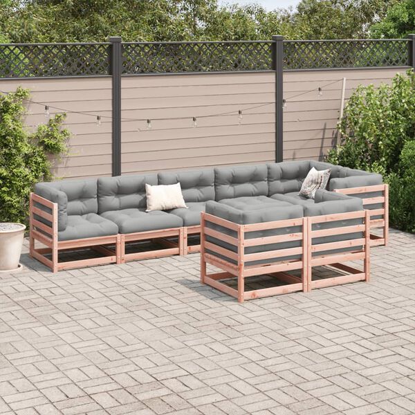 vidaXL Salon de jardin 8 pcs avec coussins sapin douglas solide
