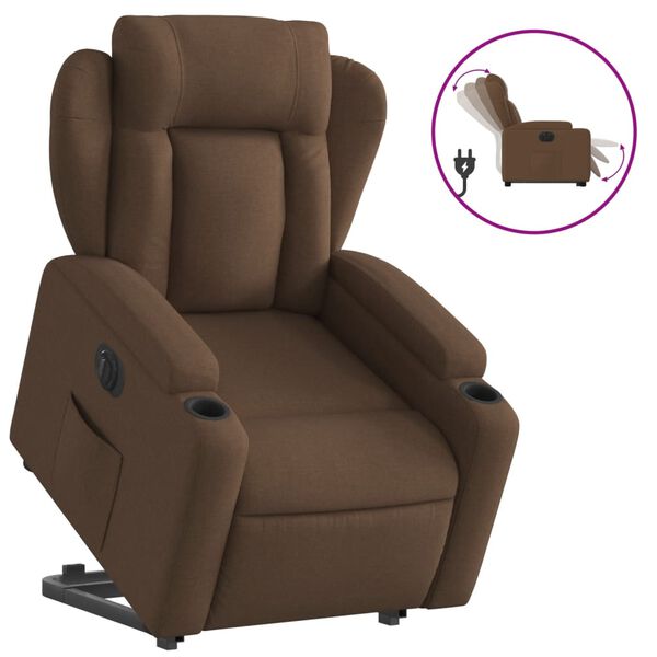 vidaXL Fauteuil inclinable électrique marron tissu