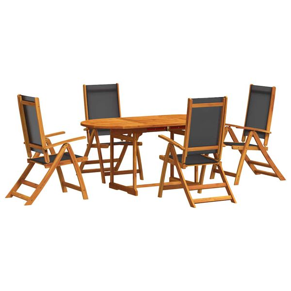 vidaXL Ensemble &agrave; Manger de jardin 7pcs bois d'acacia solide textil&egrave;ne