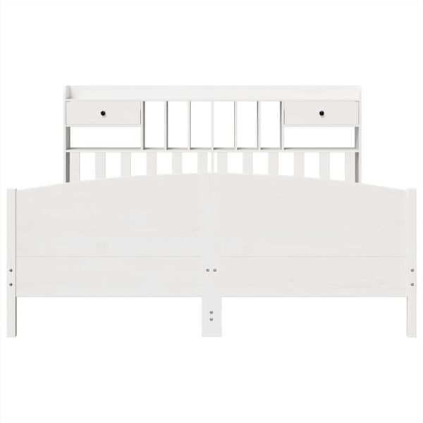 vidaXL Lit biblioth&egrave;que sans matelas blanc 180x200 cm bois pin massif