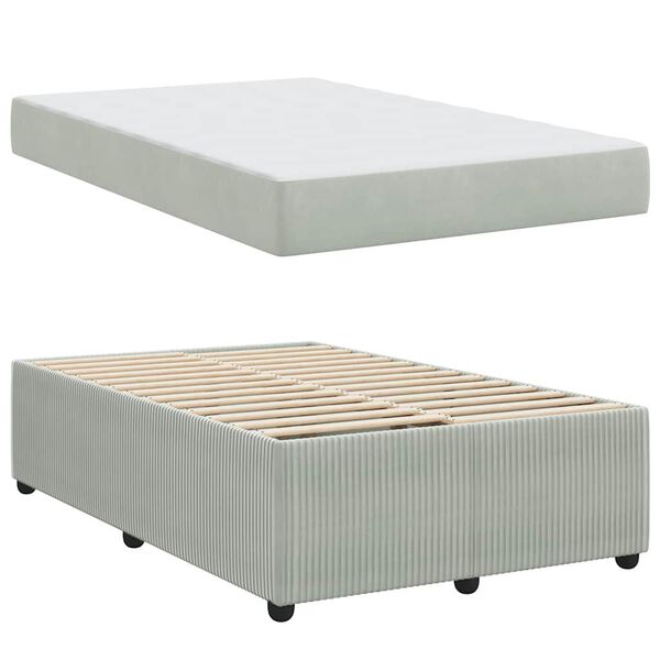 vidaXL Cadre de lit avec matelas Gris clair 120 x 200 cm tissu