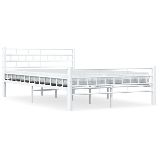 vidaXL Cadre de lit sans matelas blanc m&eacute;tal 140x200 cm