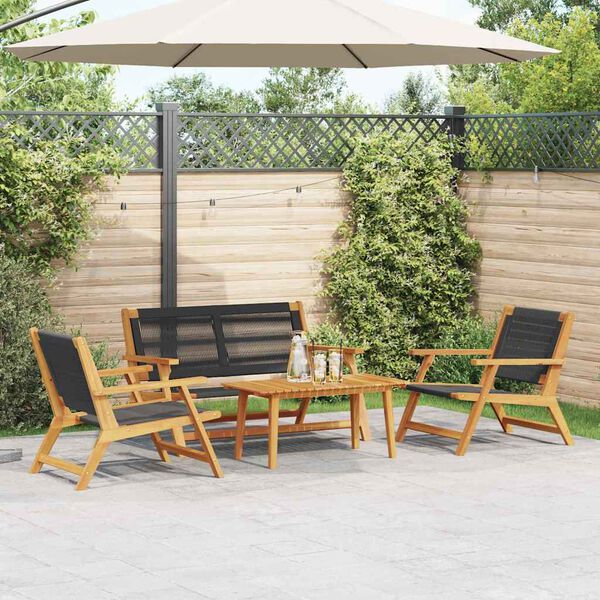 vidaXL Chaises de jardin avec table 4 pcs Noir Bois d'acacia massif