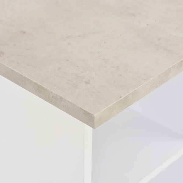 vidaXL Table de bar Blanc et béton 60x60x110 cm