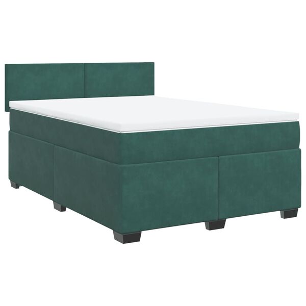 vidaXL Sommier &agrave; lattes de lit et matelas Vert fonc&eacute; 140x190cm Velours
