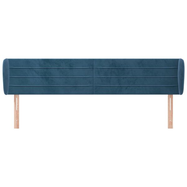 vidaXL Tête de lit avec oreilles Bleu foncé 183x23x78/88 cm Velours