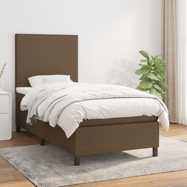 vidaXL Sommier &agrave; lattes de lit avec matelas Marron fonc&eacute; 100x200 cm