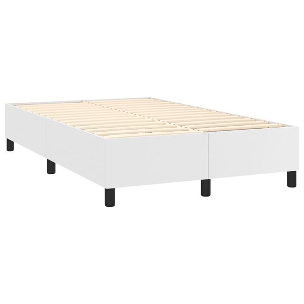 vidaXL Sommier &agrave; lattes de lit avec matelas Blanc 120x200cm Similicuir