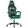 vidaXL Chaise de jeu pivotante et repose-pied Noir et vert Similicuir