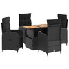 vidaXL Ensemble de repas ext&eacute;rieur 5 pc Noir