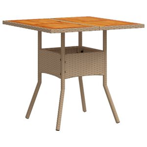 vidaXL Table de jardin beige 80x80x75 cm r&eacute;sine tress&eacute;e et bois acacia