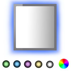 vidaXL Miroir LED de salle de bain Gris brillant 40x8,5x37cm Acrylique