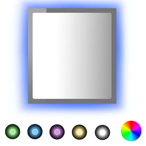 vidaXL Miroir LED de salle de bain Gris brillant 40x8,5x37cm Acrylique