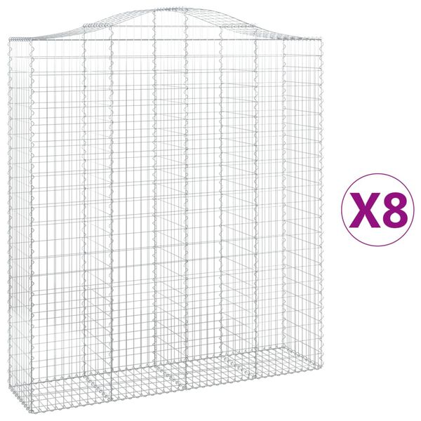 vidaXL Paniers à gabions arqués 8 pcs 200x50x220/240 cm Fer galvanisé