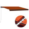 vidaXL Auvent manuel r&eacute;tractable avec LED 450x300 cm Orange et marron