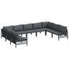 vidaXL Ensemble de canap&eacute; de jardin avec coussin 9 pcs Noir Acier
