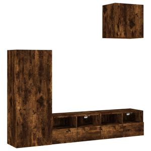 vidaXL Unit&eacute;s murales TV 4 pcs ch&ecirc;ne fum&eacute; bois d'ing&eacute;nierie