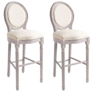 vidaXL Tabourets de bar lot de 2 blanc lin