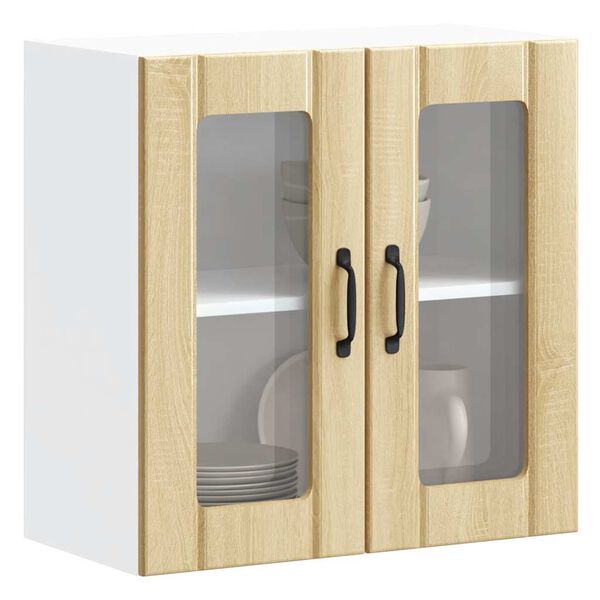 vidaXL Armoire murale de cuisine avec porte vitr&eacute;e "Lucca" en ch&ecirc;ne Sonoma