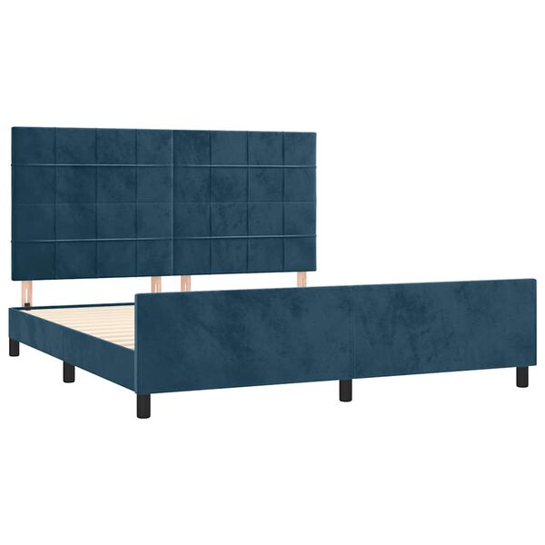 vidaXL Cadre de lit sans matelas bleu fonc&eacute; 160x200 cm velours