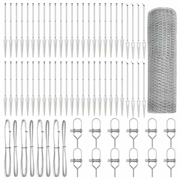 vidaXL Poteau de cl&ocirc;ture. Argent&eacute; 100 x 0,4 m (maille de 13 mm) Acier