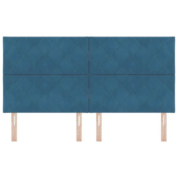 vidaXL T&ecirc;te de lit Bleu fonc&eacute; 180 cm Velours