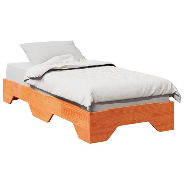 vidaXL Cadre de lit sans matelas empilable cire marron 75x190 cm