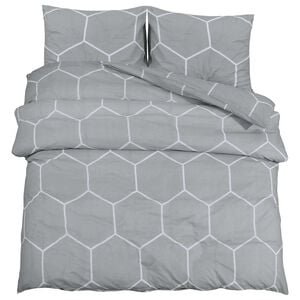 vidaXL Ensemble de housse de couette gris et blanc 155x220 cm coton