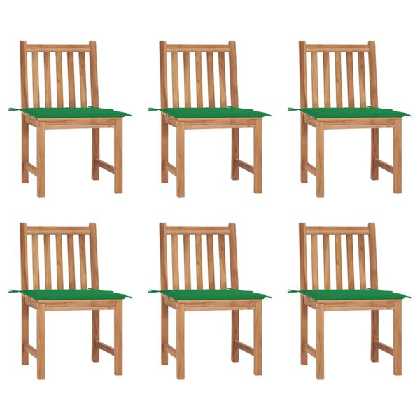 vidaXL Chaises de jardin lot de 6 avec coussins Bois de teck massif