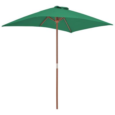 vidaXL Parasol d'extérieur avec mât en bois 150x200 cm vert