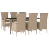 vidaXL Ensemble à manger de jardin et coussins 7 pcs beige poly rotin