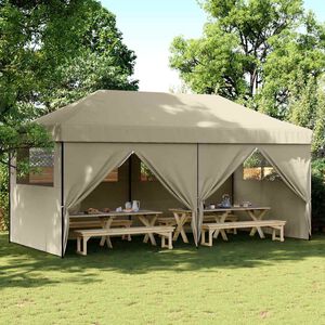 vidaXL Tente de r&eacute;ception pliable escamotable 4 parois lat&eacute;rales taupe