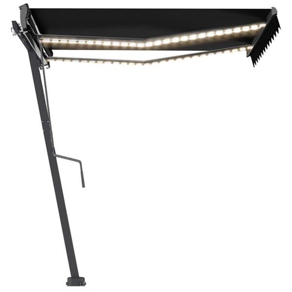 vidaXL Auvent manuel r&eacute;tractable avec LED 300x250 cm Anthracite