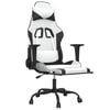 vidaXL Chaise de jeu de massage avec repose-pied Blanc&Noir Similicuir