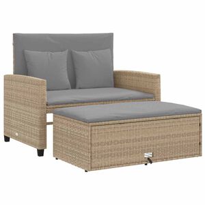 vidaXL Canap&eacute; de jardin avec coussins 2 places beige r&eacute;sine tress&eacute;e