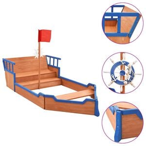 vidaXL Bac &agrave; sable bateau pirate Bois de sapin 190x94,5x101 cm