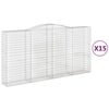 vidaXL Paniers &agrave; gabions arqu&eacute;s 15 pcs 400x50x200/220 cm Fer galvanis&eacute;