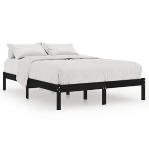 vidaXL Cadre de lit sans matelas noir bois massif 140x190 cm