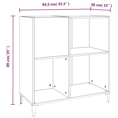 vidaXL Armoire à disques noir 84,5x38x89 cm bois d'ingénierie