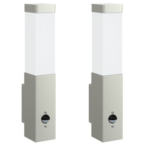 vidaXL Applique Murale Ext&eacute;rieure 2 pcs Argent&eacute; 10.5 x 6 x 33 cm