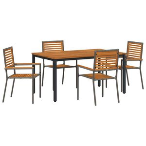 vidaXL Ensemble de salle &agrave; manger pour jardin 5 pcs Gris et marron
