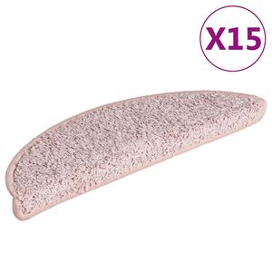 vidaXL Tapis d'escalier 15 pi&egrave;ces 56 x 17 x 3 cm Rose clair Demi-rond