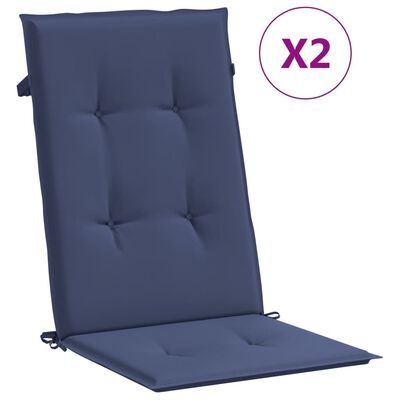 vidaXL Coussins de chaise à dossier haut lot de 2 bleu marine tissu