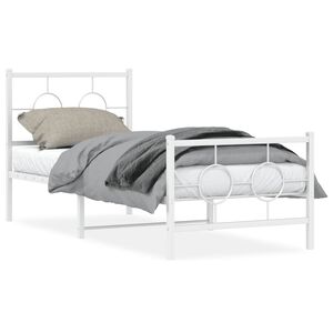 vidaXL Cadre de lit m&eacute;tal sans matelas avec pied de lit blanc 80x200cm
